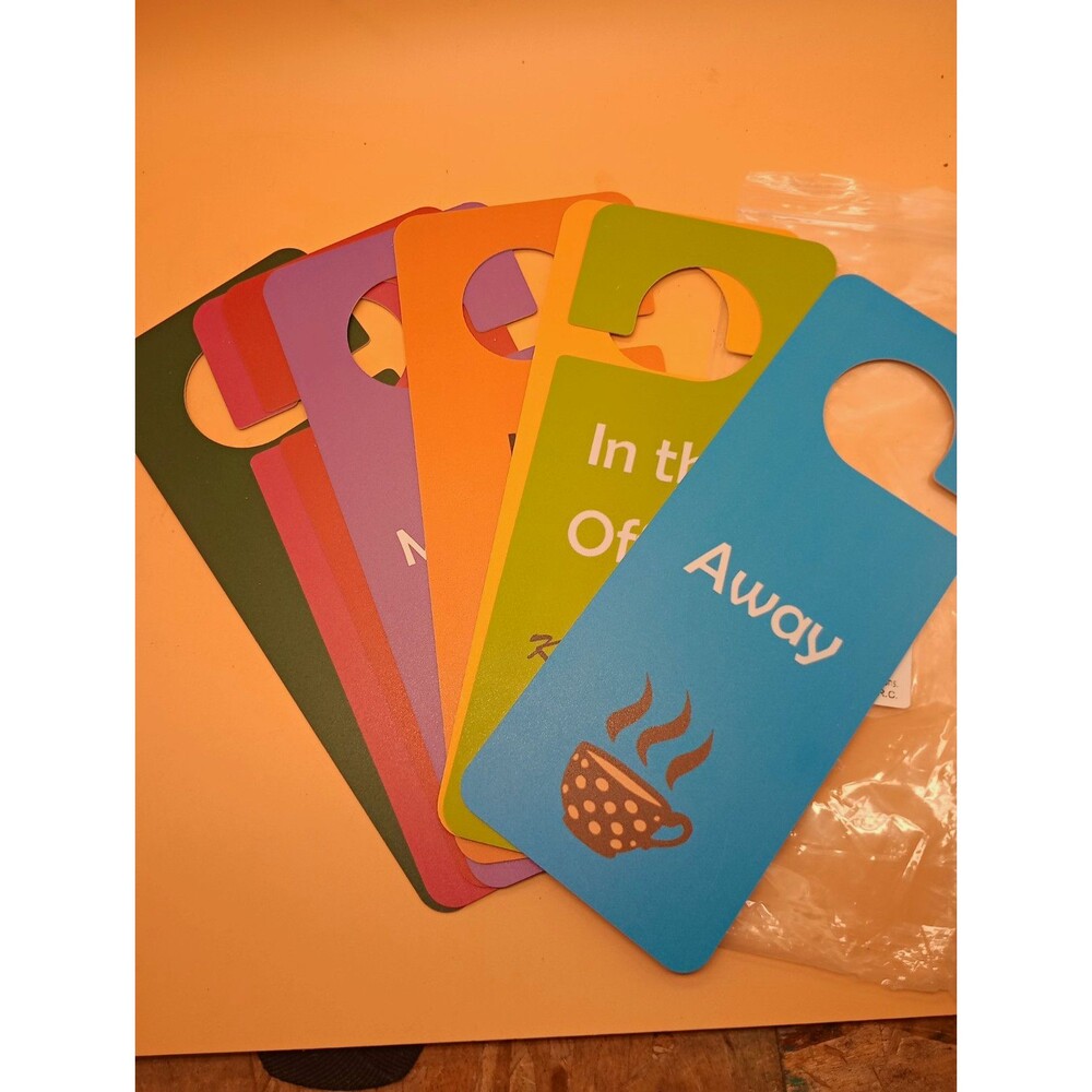 Multicolor Plastic Office Door Hanger Sign Set, Do Not Disturb/In Meeting/Away